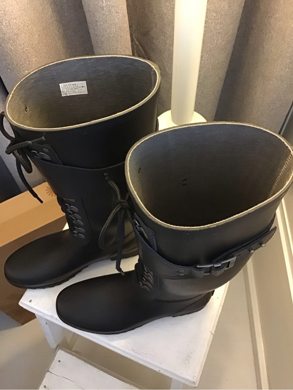 UGG Black Tall Lace-Up Waterproof Rain Boots - Picture 9 of 11